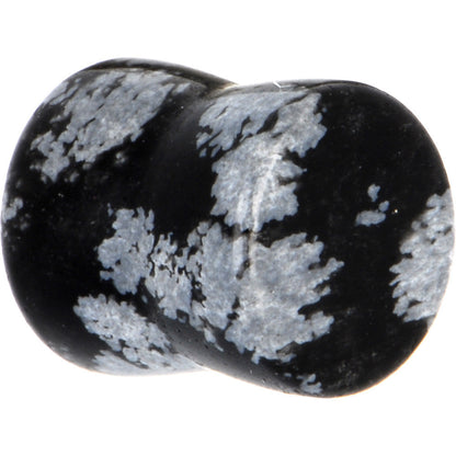 0G Obsidian Snowflake Natural Stone Saddle Plug Set