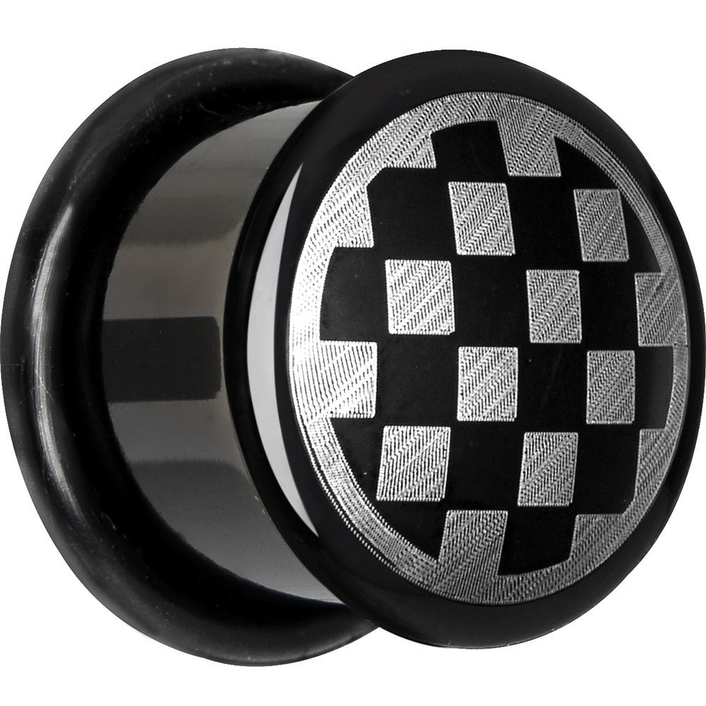 9/16 Anodized Titanium Silver Checker Board Plug