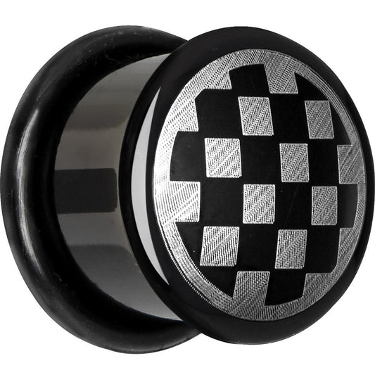 9/16 Anodized Titanium Silver Checker Board Plug
