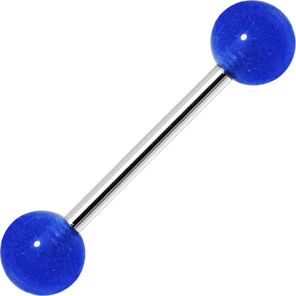 Bold Blue Barbell Tongue Ring