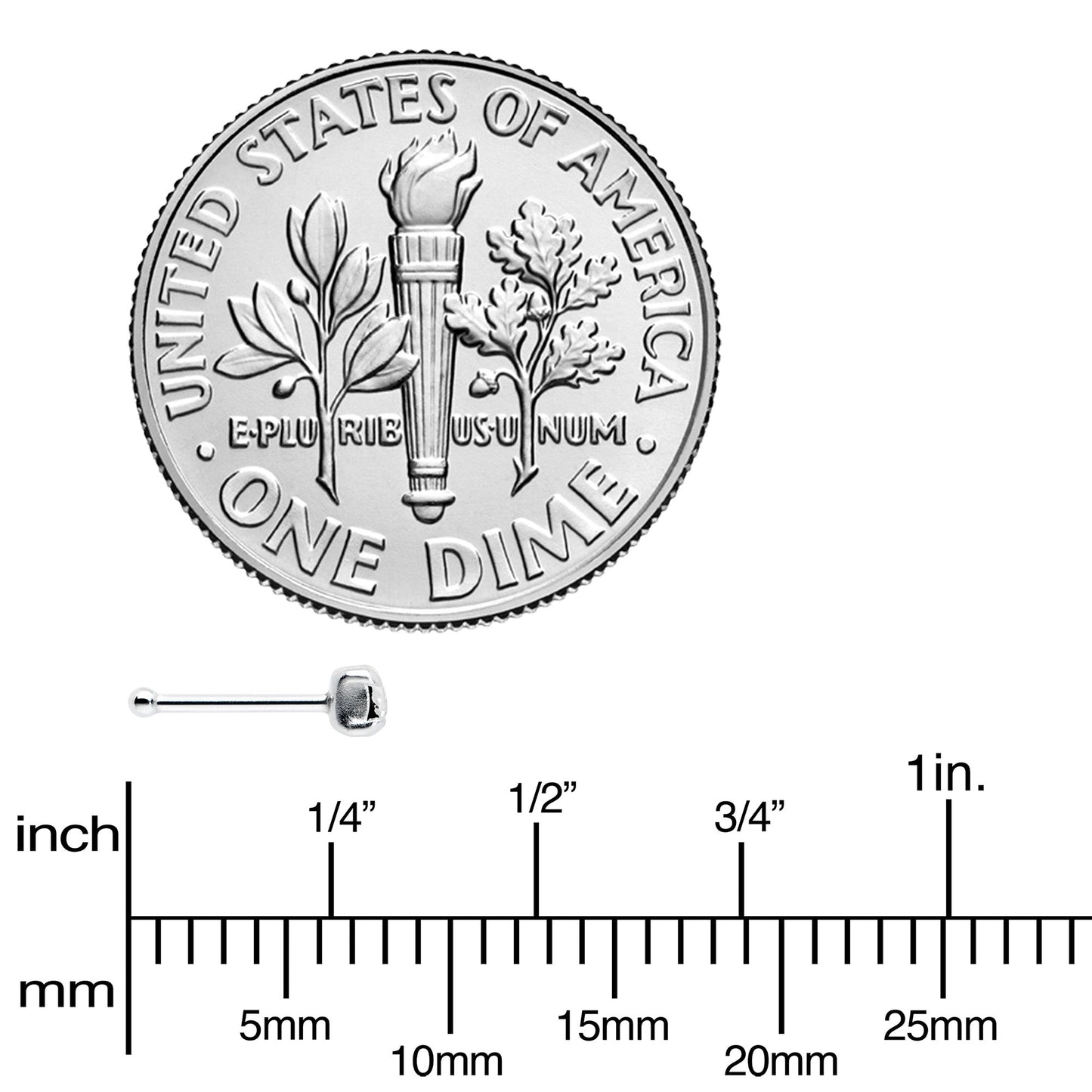 Sterling Silver 2mm Clear Nose Bone Created with Crystals