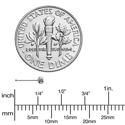 Sterling Silver 2mm Clear Nose Bone Created with Crystals