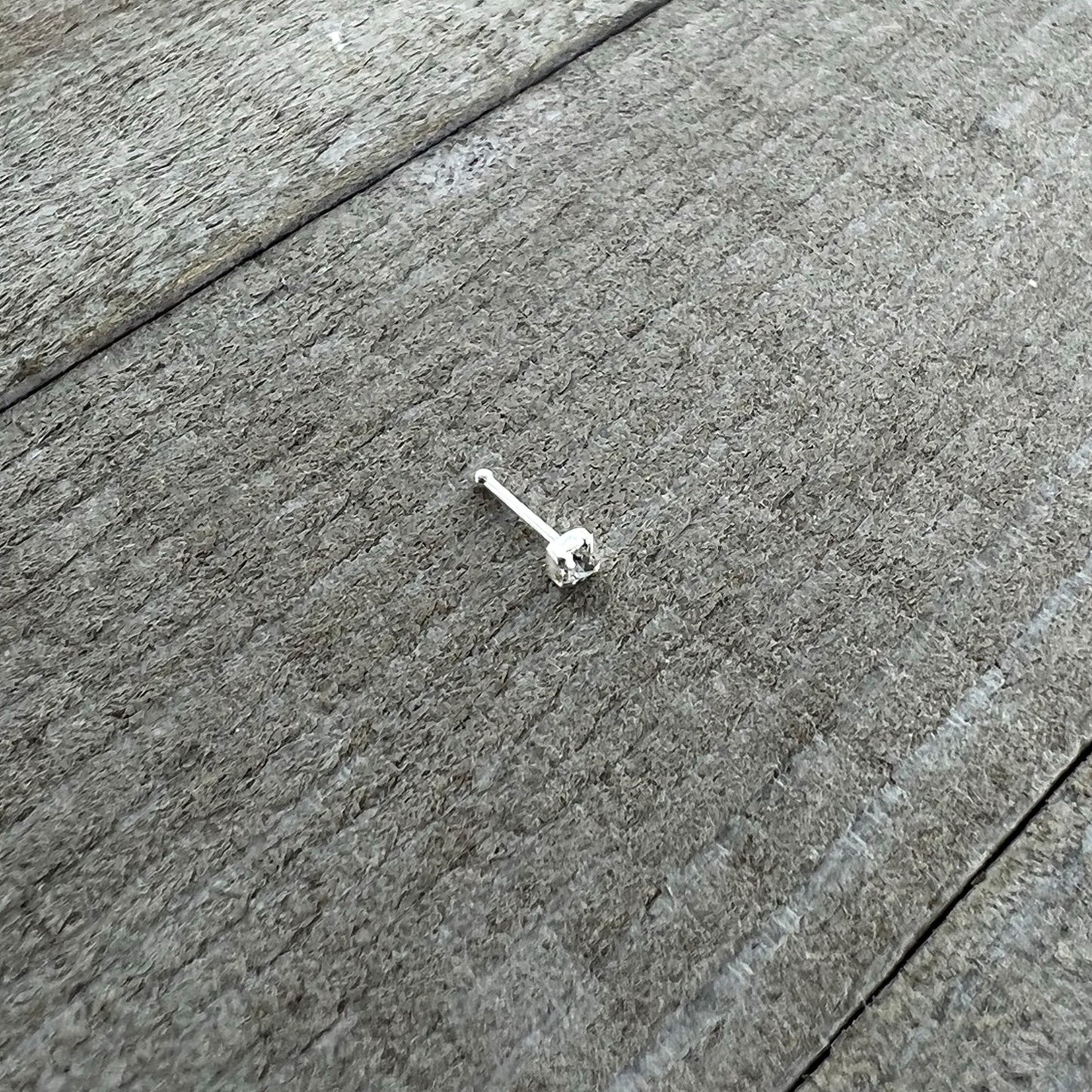 Sterling Silver 2mm Clear Nose Bone Created with Crystals