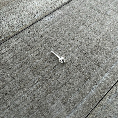 Sterling Silver 2mm Clear Nose Bone Created with Crystals