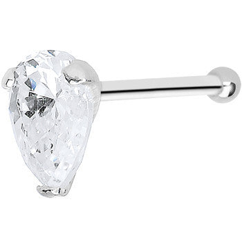 925 Clear 3mm CZ Heart Nose Bone Created with Crystals