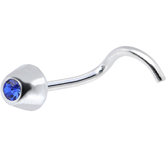 925 Silver Sapphire Cone Nose Ring Created with Crystals