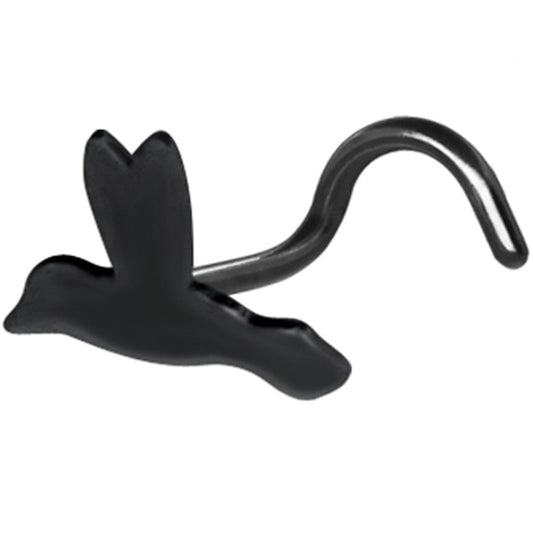 Sterling Silver Black Flying Bird Nose Ring