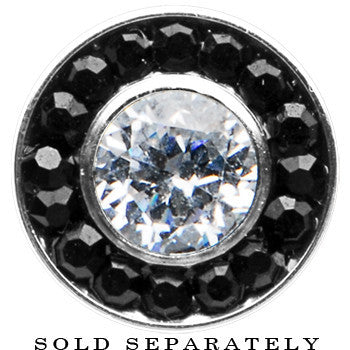 2G Stainless Steel Black Clear CZ Screw Fit Tunnel