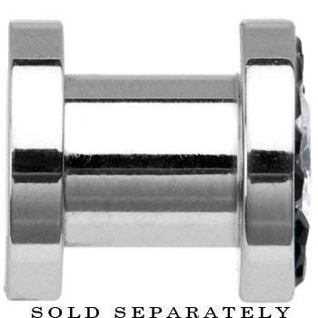 2G Stainless Steel Black Clear CZ Screw Fit Tunnel