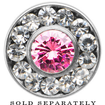 4G Stainless Steel Clear Pink CZ Screw Fit Tunnel