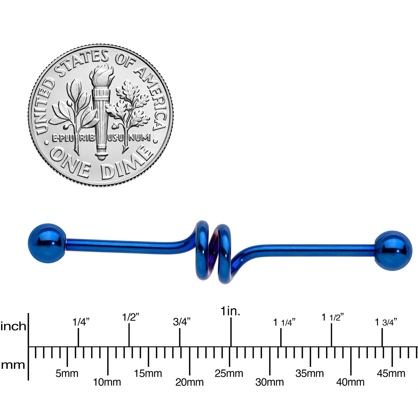 Spiral Blue Anodized Titanium Industrial Project Bar 40mm