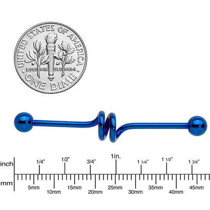 Spiral Blue Anodized Titanium Industrial Project Bar 40mm