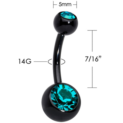 Black Zircon Double Gem Anodized Titanium Belly Ring