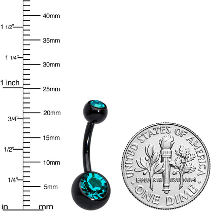 Black Zircon Double Gem Anodized Titanium Belly Ring
