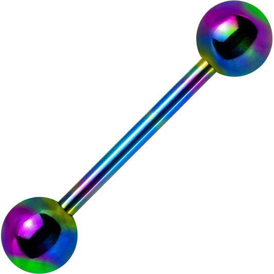 14G Rainbow Anodized Titanium Barbell Tongue Ring