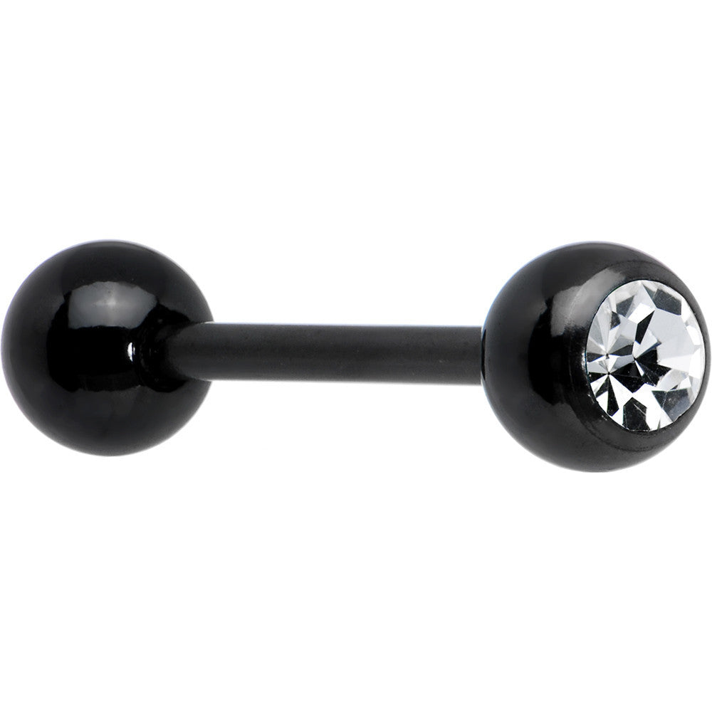 14G Gem Black Anodized Titanium Barbell Tongue Ring