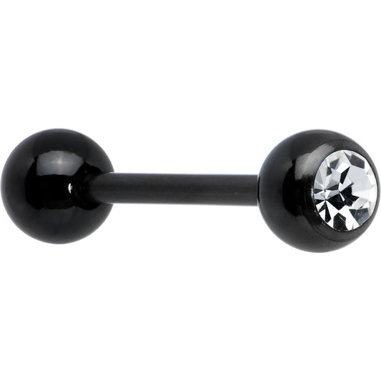 14G Gem Black Anodized Titanium Barbell Tongue Ring