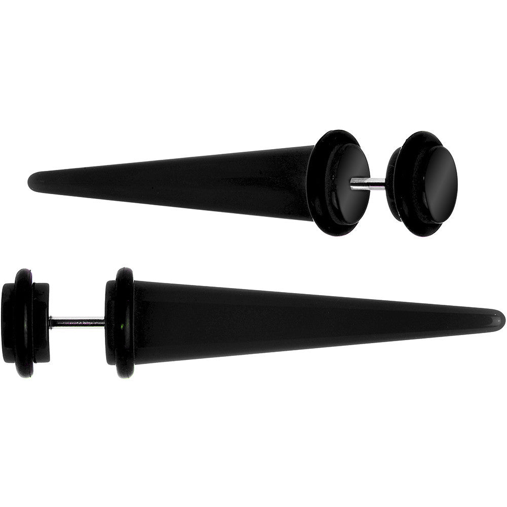 Black Acrylic Straight Taper Cheater Plug Set