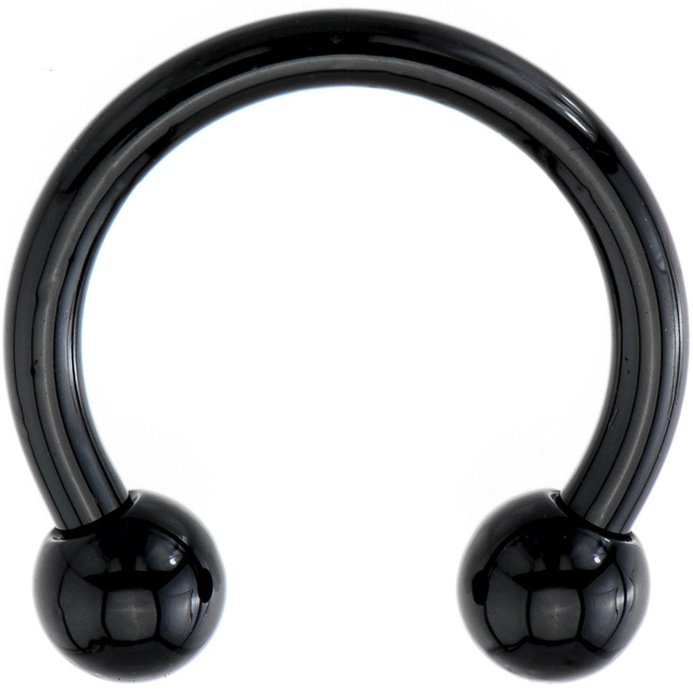 14G 7/16 Black Electroplate Horseshoe Circular Barbell