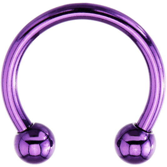 14G 1/2 Purple Electroplate Horseshoe Circular Barbell