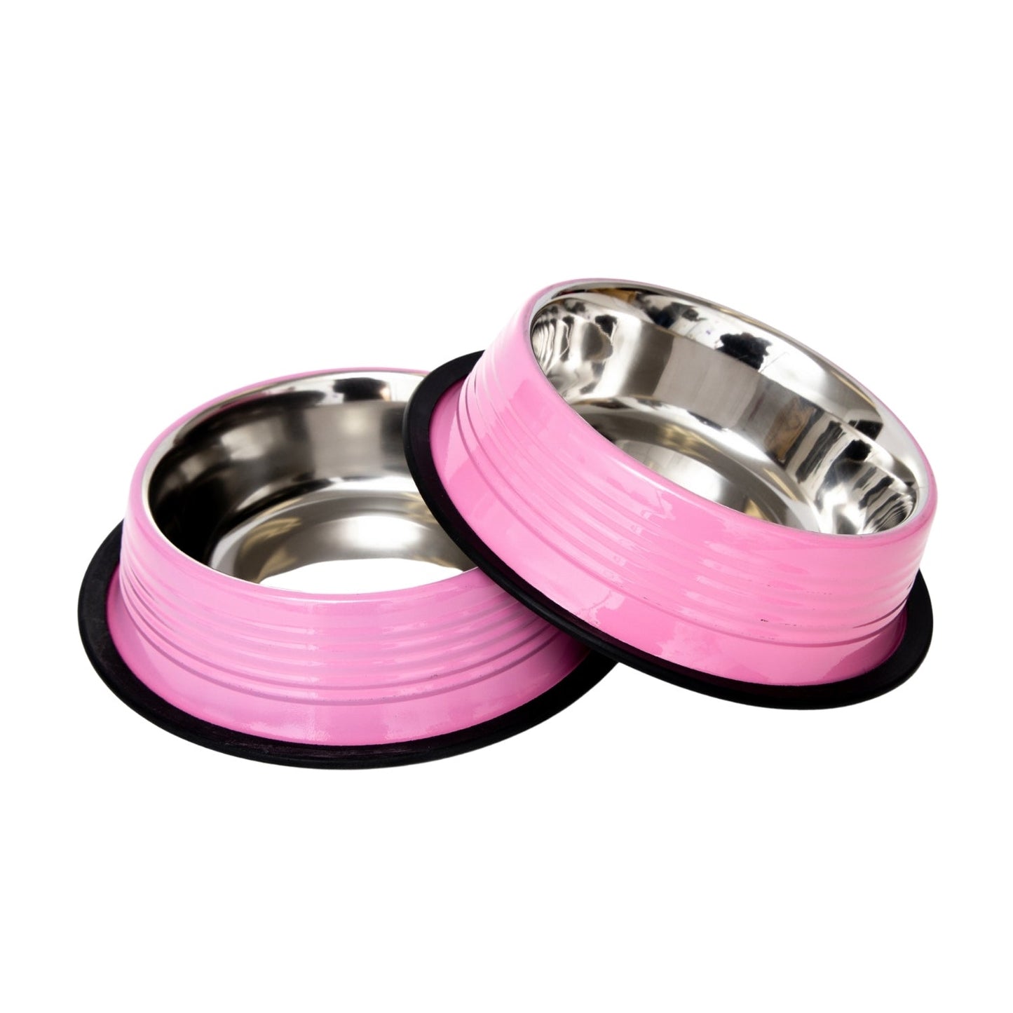 Country Living Set of 2 Ribbed Non-Slip Pet Bowls – Carnation Pink