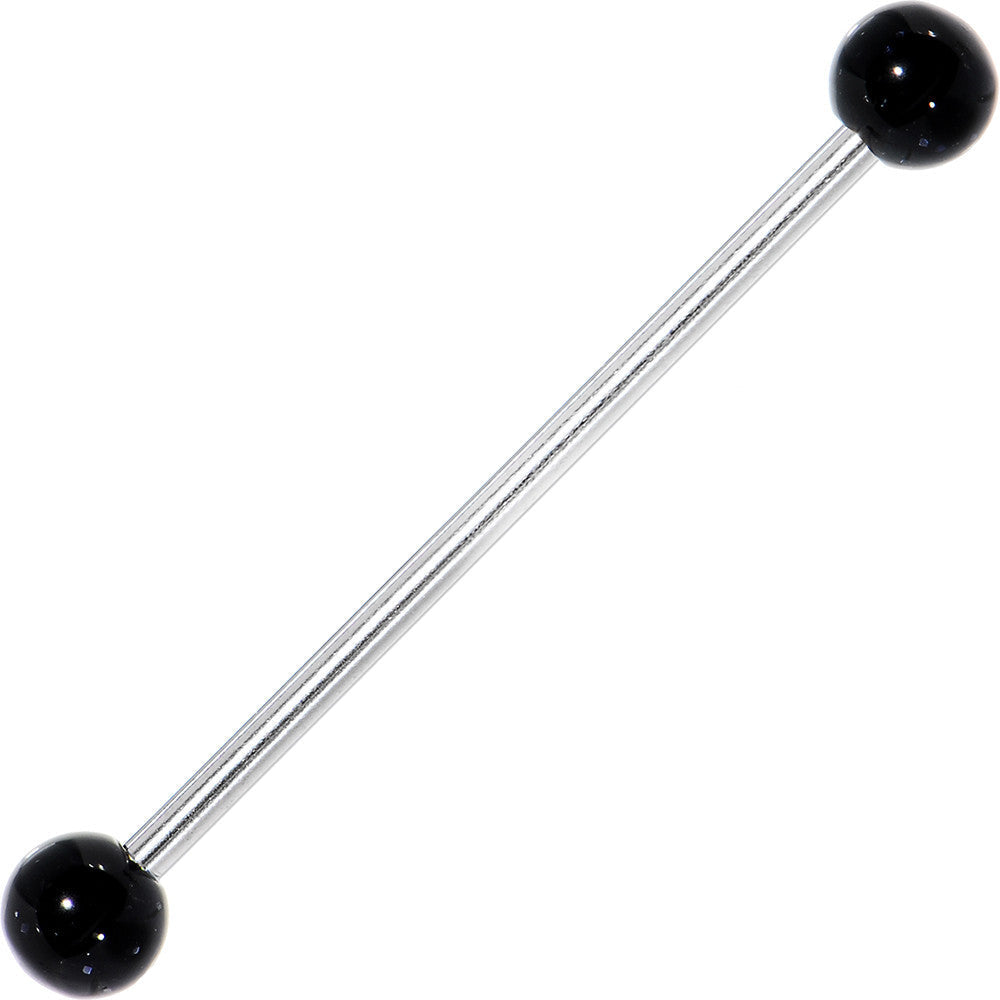 Black Glitter Industrial Barbell 31mm