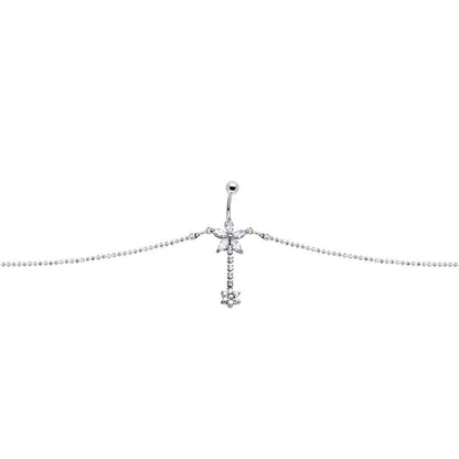 Clear Gem Floweret Flower Belly Chain