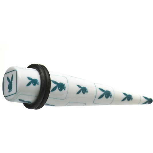 00G White Teal Acrylic Playboy Rabbit Head Taper