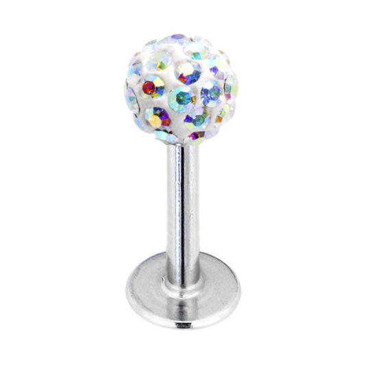 16G Aurora Ferido Ball Labret Created with Crystals