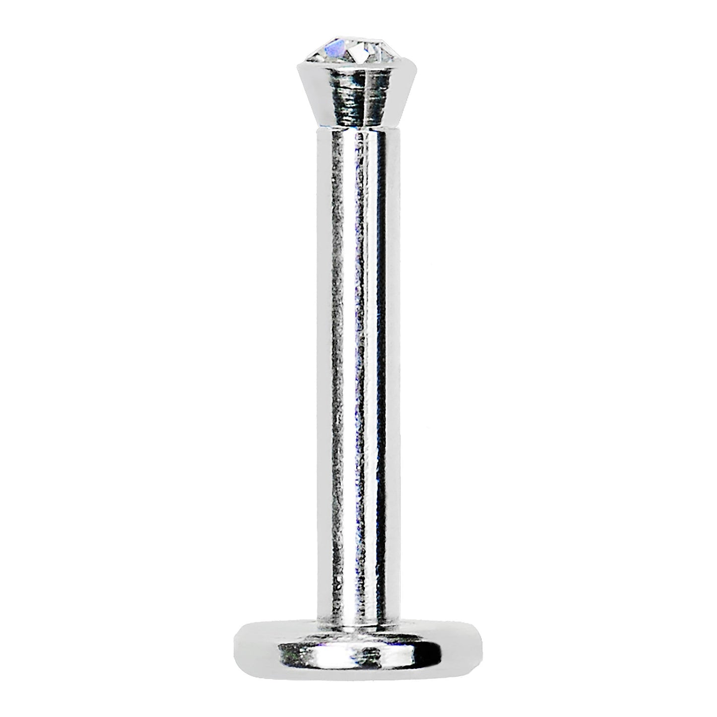 16G Clear 2mm Gem Internally Threaded Labret Monroe Tragus