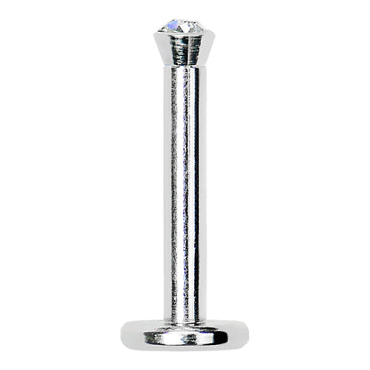 16G Clear 2mm Gem Internally Threaded Labret Monroe Tragus
