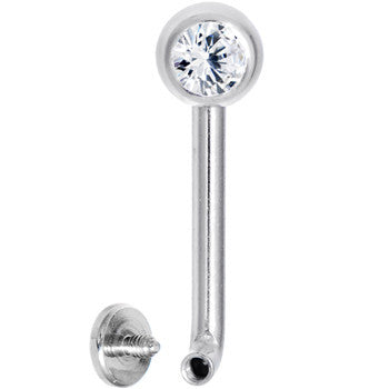 14G 5mm Clear Gem Vertical Hood Piercing -1/2 2.5mm Rise