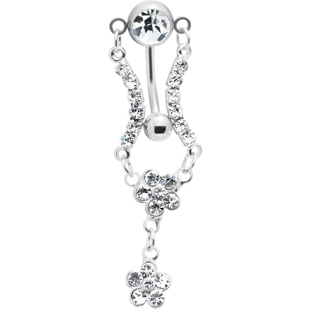 Clear Cubic Zirconia Flower Garden Belly Ring