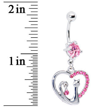 Cats Meow Pink Heart Belly Ring