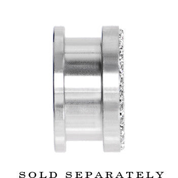 00G Stainless Steel Clear Gem Screw Fit Tunnel