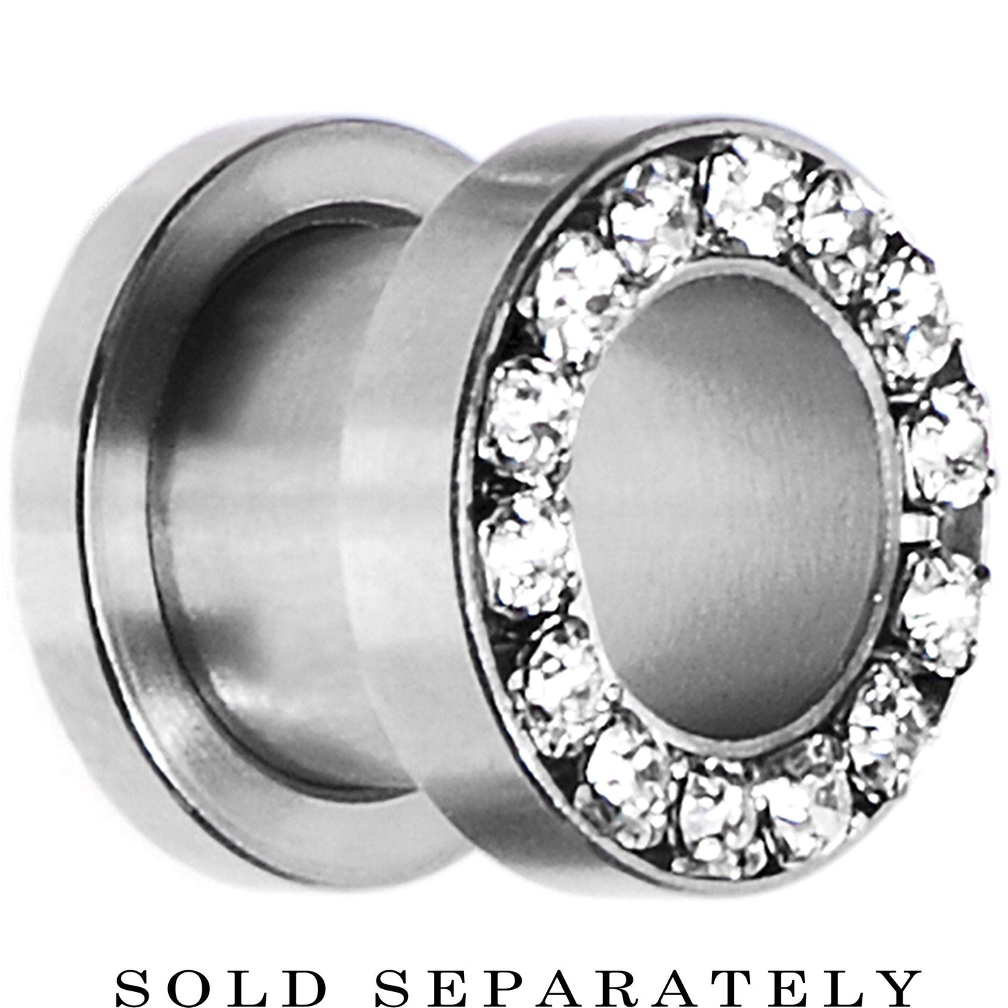 00G Stainless Steel Clear Gem Screw Fit Tunnel