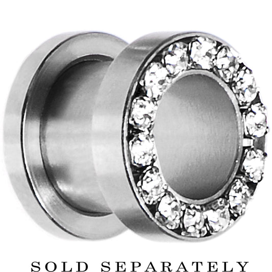 00G Stainless Steel Clear Gem Screw Fit Tunnel