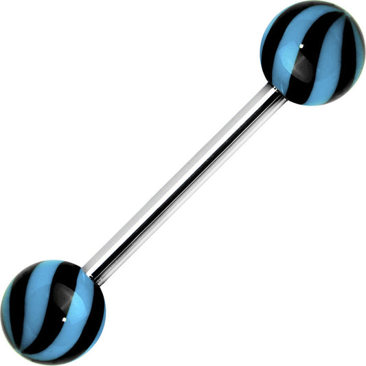 Blue Black Beach Ball Wave Barbell Tongue Ring