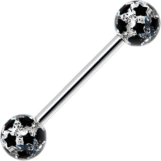 Black Glitter Star Barbell Tongue Ring