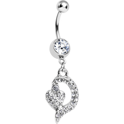 Clear Gem Dynamic Heart Belly Ring