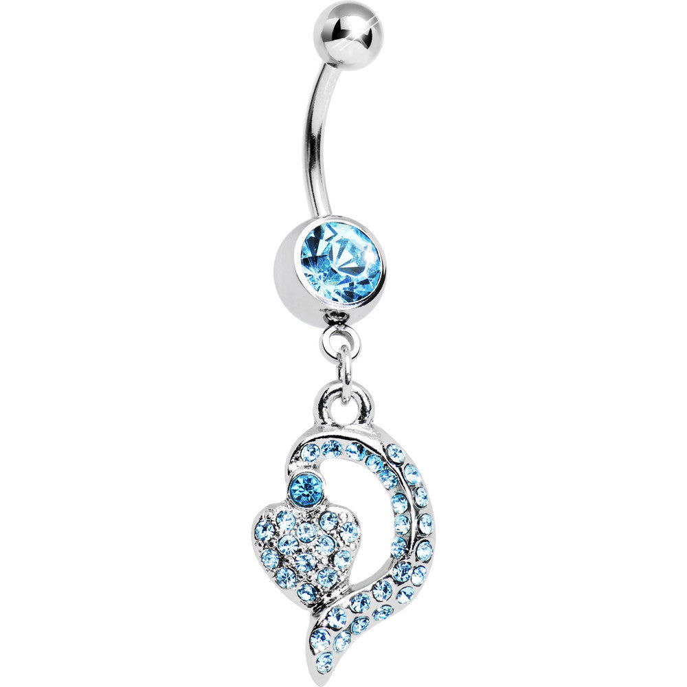 Aqua Gem Dynamic Heart Belly Ring