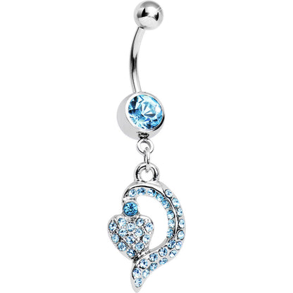 Aqua Gem Dynamic Heart Belly Ring