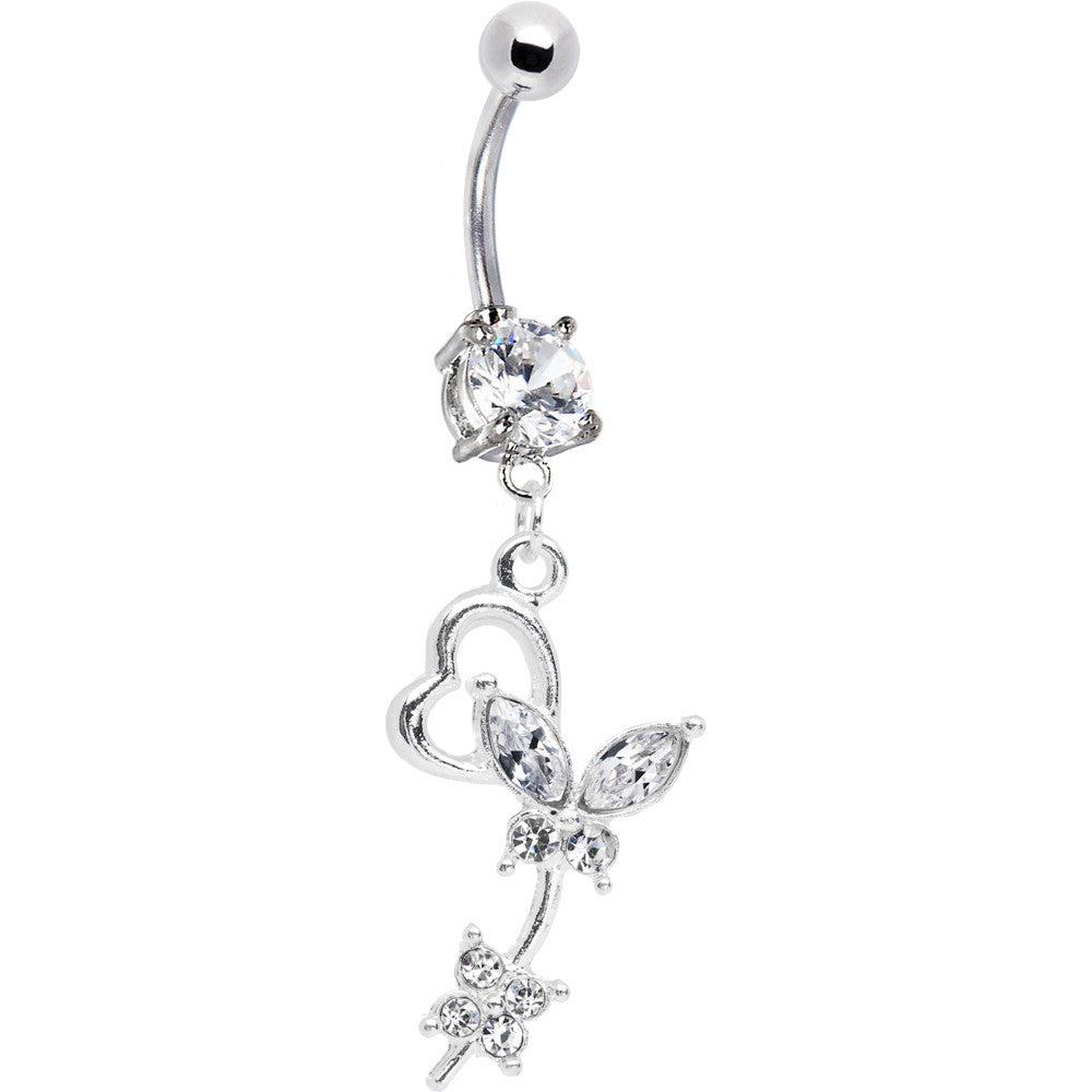 Clear CZ Flight of Fancy Butterfly Belly Ring