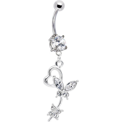 Clear CZ Flight of Fancy Butterfly Belly Ring