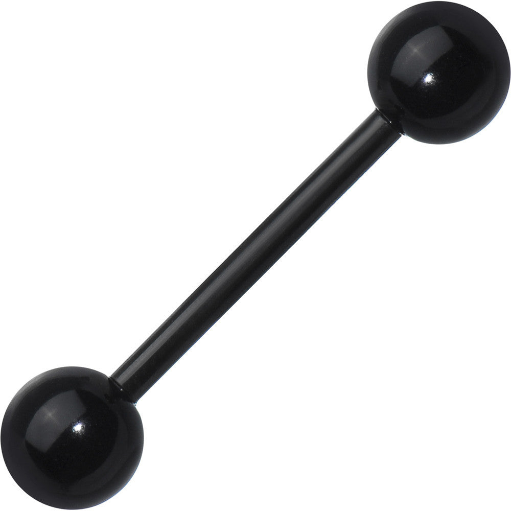 Bioplast Black Acrylic Ball Glitter Barbell Tongue Ring