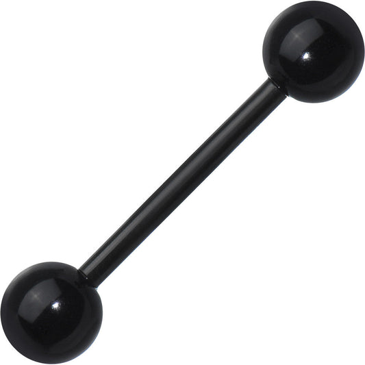 Bioplast Black Acrylic Ball Glitter Barbell Tongue Ring