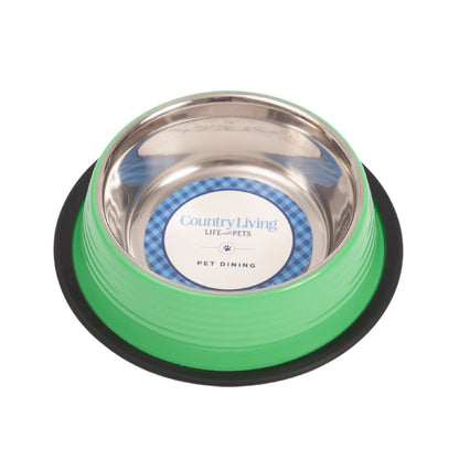 Country Living Set of 2 Ribbed Non-Slip Pet Bowls – Irish Green