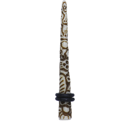 2G Brown White Resin Native Skull Taper