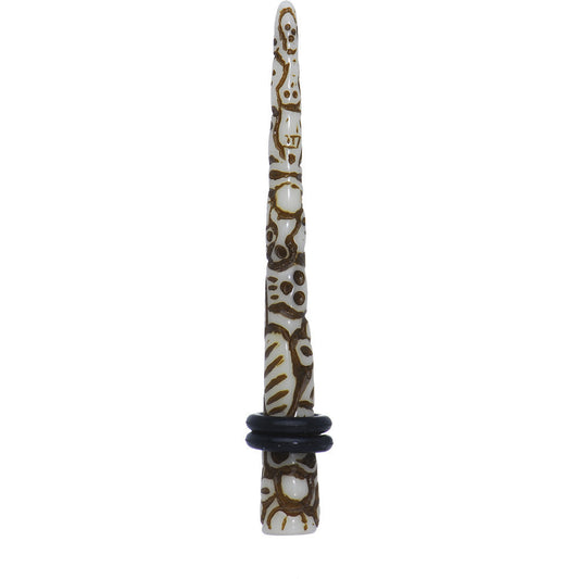 2G Brown White Resin Native Skull Taper
