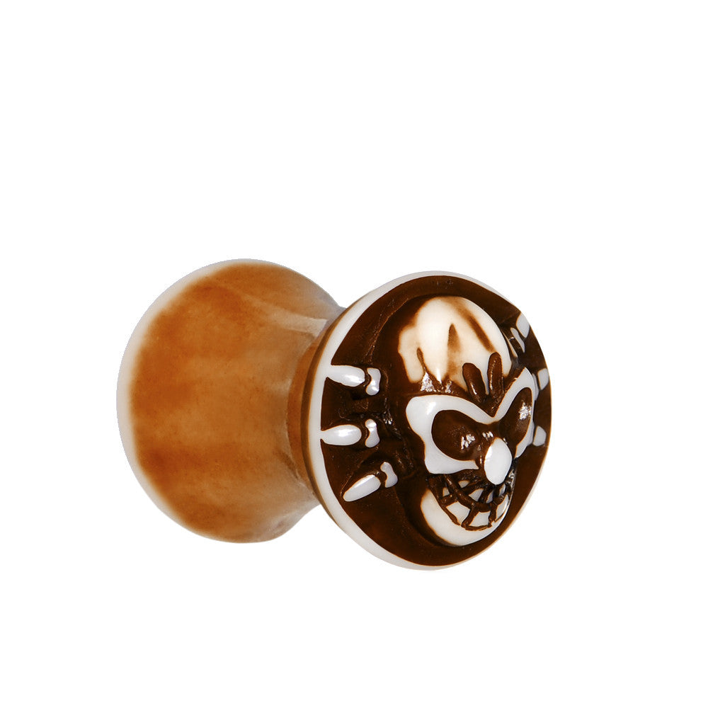 2G Brown White Resin Skull Saddle Plug